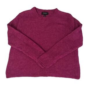 Banana Republic Wool Alpaca Blend Cable Knit Fuschia Crew Neck Women’s L Sweater